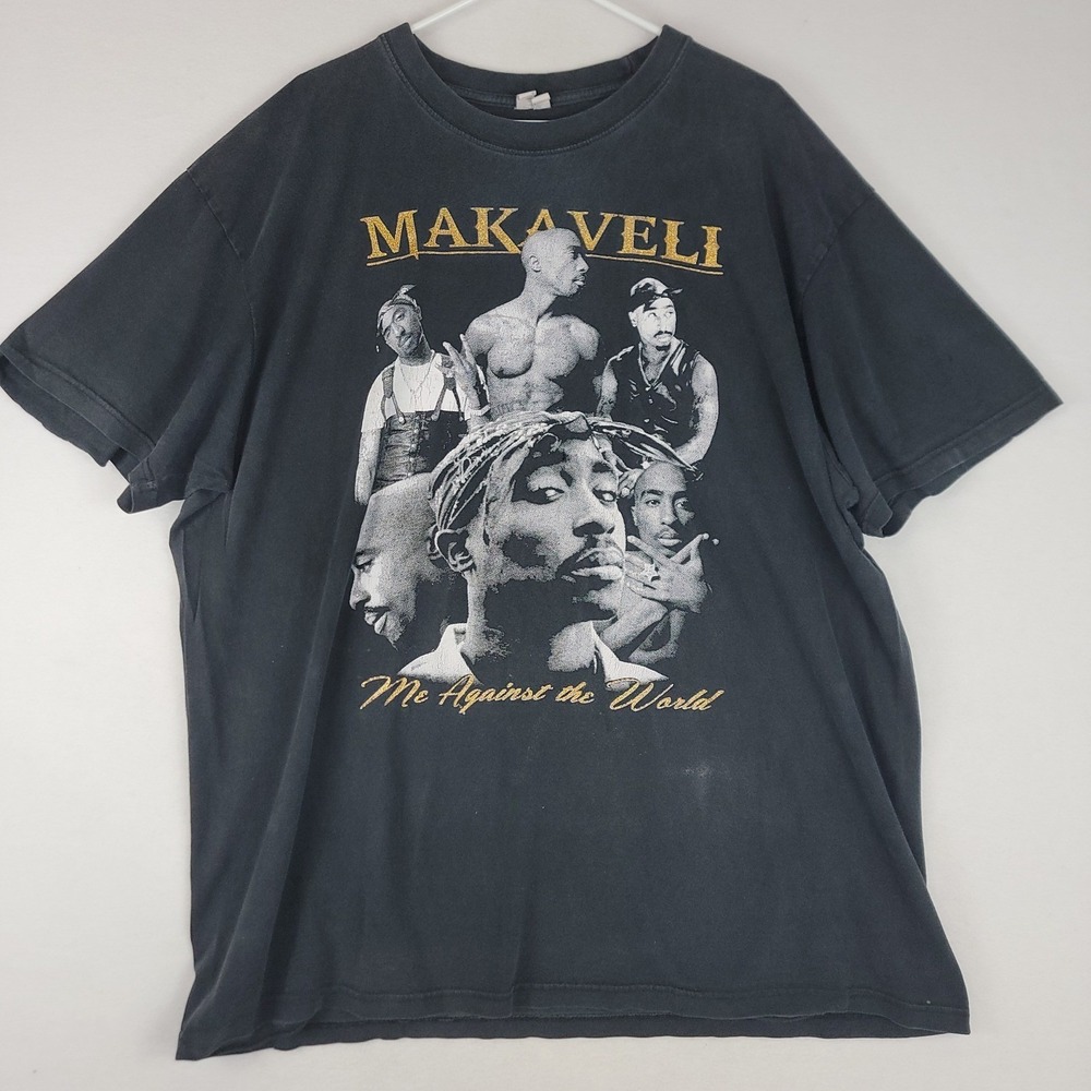 Makaveli 2Pac Me Against The World Graphic T-Shirt Flying Horse Black 4XL